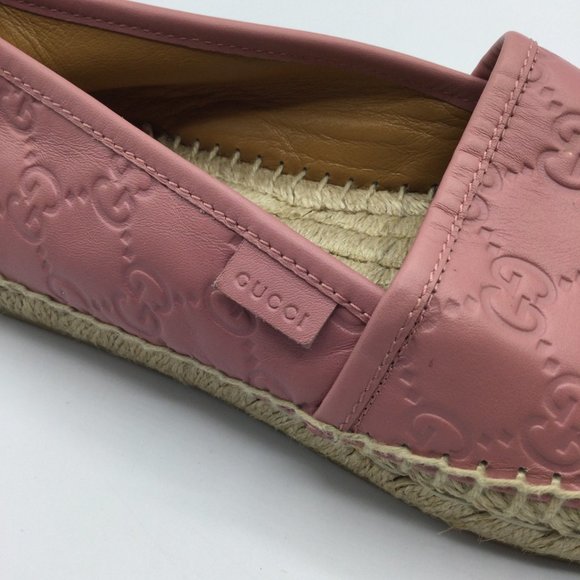 Gucci Guccissima Leather Espadrilles Rose Baby Pink Womens EU 37 US 7 454703 - Picture 11 of 14
